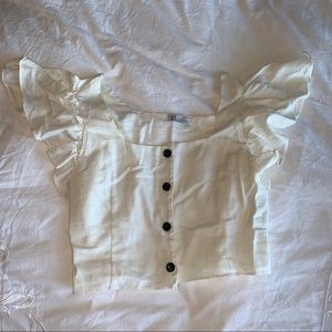 Zara button crop top linen